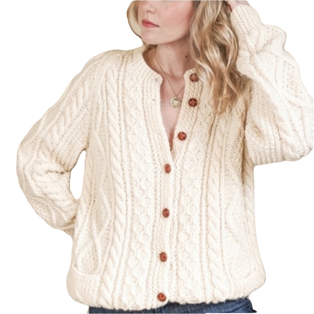 Kennedy of Ardara Irish hand knit lambswool cardigan